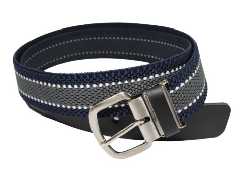 Pasek Gumowa Plecionka Polska Galanteria (PL) Super Rozciągliwy 40 mm Klamra Tradycyjna Szeroki Zakres Zapinania SZARY/GRANAT