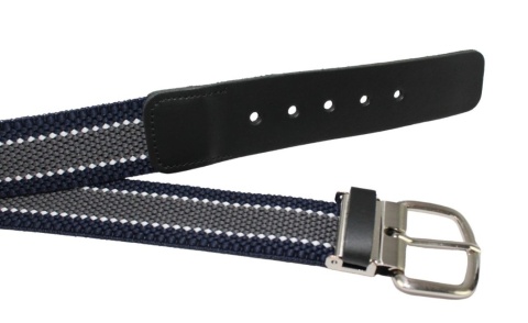 Pasek Gumowa Plecionka Polska Galanteria (PL) Super Rozciągliwy 40 mm Klamra Tradycyjna Szeroki Zakres Zapinania SZARY/GRANAT