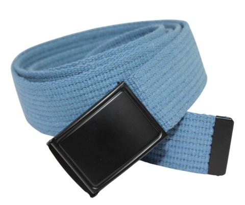 Pasek Parciany Polska Galanteria (PL) Bawełniany PARCIAK 40 mm Z CZARNĄ Bezniklową Klamrą Zatrzaskową Błękitny Szeroki