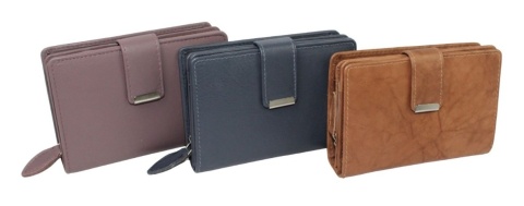 Portfel Damski Skórzany MONEY MAKER Skóra Licowa 13 cm Z Suwakiem Na Zewnątrz MM509B