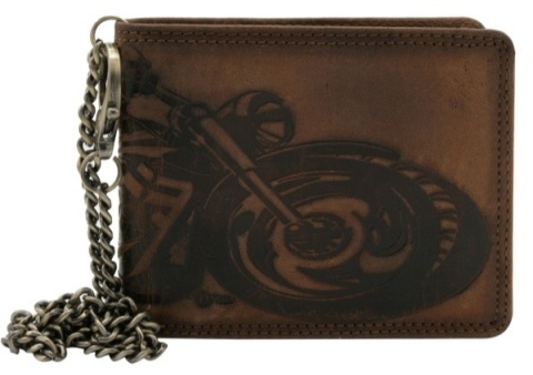 Portfel Męski Skóra Naturalna Peterson Duży Poziomy Z Łańcusziem N992C RFID KONIAKOWY ''MOTORCYCLE'' 12,5 x 10,5 x 3 [cm]