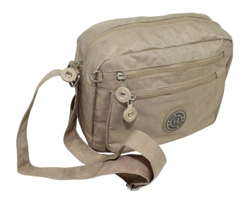 Stylowa Lekka Materiałowa Torba Kresz Wodoodporna Pozioma Średnia Na Ramię Bag Street NR 2245 BEŻOWA 28 x 19 x 12 [cm]