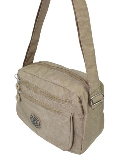 Stylowa Lekka Materiałowa Torba Kresz Wodoodporna Pozioma Średnia Na Ramię Bag Street NR 2245 BEŻOWA 28 x 19 x 12 [cm]