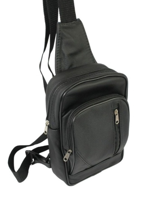 Torba Skórzana Na Ramię Nerka Barkówka Noszona Na Skos GRETOS (PL) CZARNA Praktyczna I Wygodna 27 x 17 x 5 [cm]