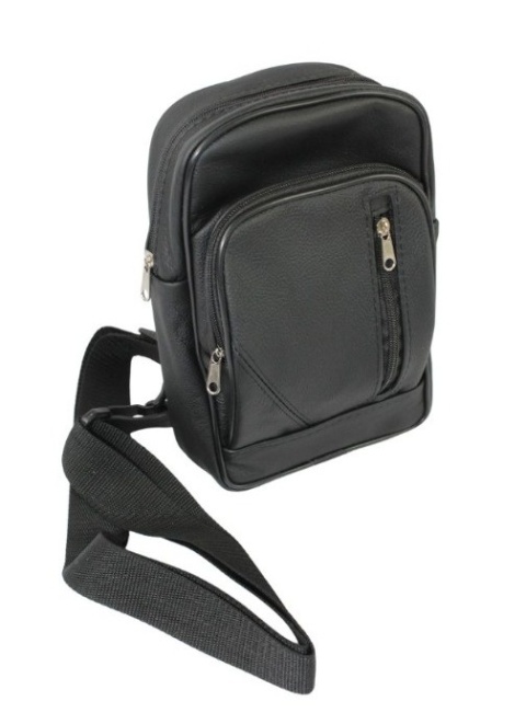 Torba Skórzana Na Ramię Nerka Barkówka Noszona Na Skos GRETOS (PL) CZARNA Praktyczna I Wygodna 27 x 17 x 5 [cm]