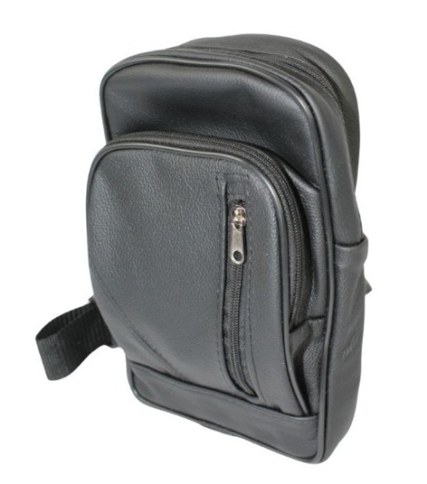 Torba Skórzana Na Ramię Nerka Barkówka Noszona Na Skos GRETOS (PL) CZARNA Praktyczna I Wygodna 27 x 17 x 5 [cm]