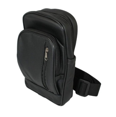 Torba Skórzana Na Ramię Nerka Barkówka Noszona Na Skos GRETOS (PL) CZARNA Praktyczna I Wygodna 27 x 17 x 5 [cm]