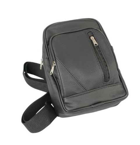 Torba Skórzana Na Ramię Nerka Barkówka Noszona Na Skos GRETOS (PL) CZARNA Praktyczna I Wygodna 27 x 17 x 5 [cm]