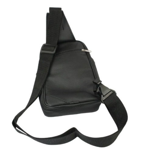 Torba Skórzana Na Ramię Nerka Barkówka Noszona Na Skos GRETOS (PL) CZARNA Praktyczna I Wygodna 27 x 17 x 5 [cm]