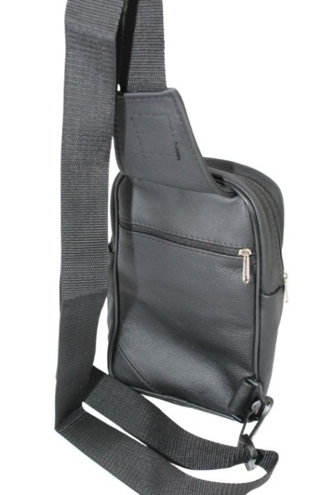 Torba Skórzana Na Ramię Nerka Barkówka Noszona Na Skos GRETOS (PL) CZARNA Praktyczna I Wygodna 27 x 17 x 5 [cm]