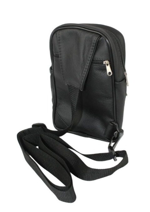 Torba Skórzana Na Ramię Nerka Barkówka Noszona Na Skos GRETOS (PL) CZARNA Praktyczna I Wygodna 27 x 17 x 5 [cm]