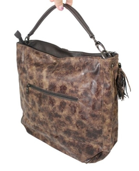 Torebka Jennifer Jones Shopper Bag Skóra Włoska JJ3439 BRĄZOWA TEKSTURA 40 x 35 x 18 [cm] 