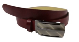 Wizytowy Pasek Skórzany 35 mm PAS-MAX (PL) Pełna Klamra AUTOMAT/SAMOZACISK Garnitur CZEREŚNIOWY K61 ASZ35/KASZ85 XXL NADWYMIAR