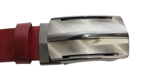 Wizytowy Pasek Skórzany 35 mm PAS-MAX (PL) Pełna Klamra AUTOMAT/SAMOZACISK Garnitur CZEREŚNIOWY K61 ASZ35/KASZ85 XXL NADWYMIAR