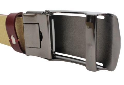 Wizytowy Pasek Skórzany 35 mm PAS-MAX (PL) Pełna Klamra AUTOMAT/SAMOZACISK Garnitur CZEREŚNIOWY K61 ASZ35/KASZ85 XXL NADWYMIAR