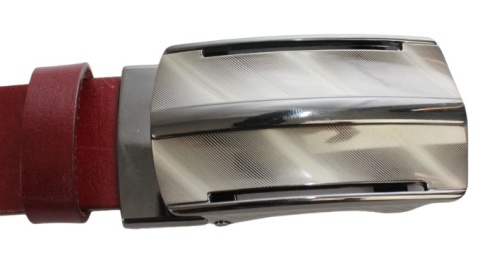 Wizytowy Pasek Skórzany 35 mm PAS-MAX (PL) Pełna Klamra AUTOMAT/SAMOZACISK Garnitur CZEREŚNIOWY K61 ASZ35/KASZ85