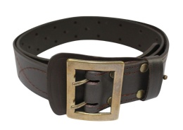 Wojskowy Pas Męski Skórzany OFICER HADA (PL) Skóra Licowa CZEKOLADOWY MOSIĘŻNA KLAMRA Super Wytrzymały Z Płytką Gładki P45B