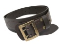 Wojskowy Pas Męski Skórzany OFICER RUBIN (PL) Skóra Licowa CZEKOLADOWY MOSIĘŻNA KLAMRA Super Wytrzymały Z Płytką Gładki P45B XXL