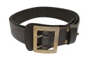 Wojskowy Pas Męski Skórzany OFICER RUBIN (PL) Skóra Licowa CZEKOLADOWY MOSIĘŻNA KLAMRA Super Wytrzymały Z Płytką Gładki P45B XXL