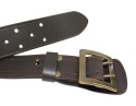 Wojskowy Pas Męski Skórzany OFICER RUBIN (PL) Skóra Licowa CZEKOLADOWY MOSIĘŻNA KLAMRA Super Wytrzymały Z Płytką Gładki P45B XXL