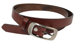 Pasek Damski Skórzany PAS-MAX (PL) Skóra Licowa EXTRA Gładki 25 mm BRĄZOWY k506