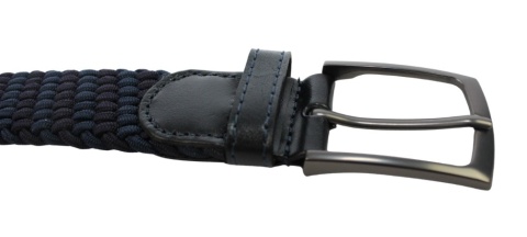 Pasek Gumowa Plecionka Arucce (PL) Super Rozciągliwy 35 mm Klamra Tradycyjna Szeroki Zakres Zapinania Niebiesko Granatowy