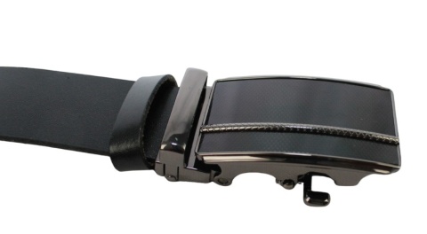 Pasek Męski Skórzany Arucce (PL) Skóra Licowa EXTRA 35 mm CZARNY Gładki Klamra Samozaciskowa CZARNA 8