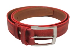 Pasek Skórzany GRETOS (PL) Skóra Licowa EXTRA 35 mm BORDOWY PRZECIERANY Gładki Klamra Tradycyjna