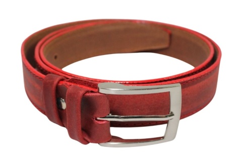 Pasek Skórzany GRETOS (PL) Skóra Licowa EXTRA 35 mm BORDOWY PRZECIERANY Gładki Klamra Tradycyjna