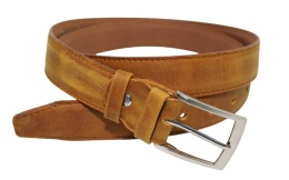 Pasek Skórzany GRETOS (PL) Skóra Licowa EXTRA 35 mm BRĄZOWY PRZECIERANY Gładki Klamra Tradycyjna