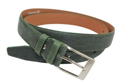 Pasek Skórzany GRETOS (PL) Skóra Licowa EXTRA 35 mm BUTELKOWY ZIELONY Gładki Klamra Tradycyjna