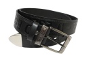 Pasek Skórzany PAS-MAX (PL) Tłoczony "DESEL" Z Metalową Końcówką Skóra Licowa EXTRA 40 mm CZARNY Imitacja Szycia Cienką Nitką