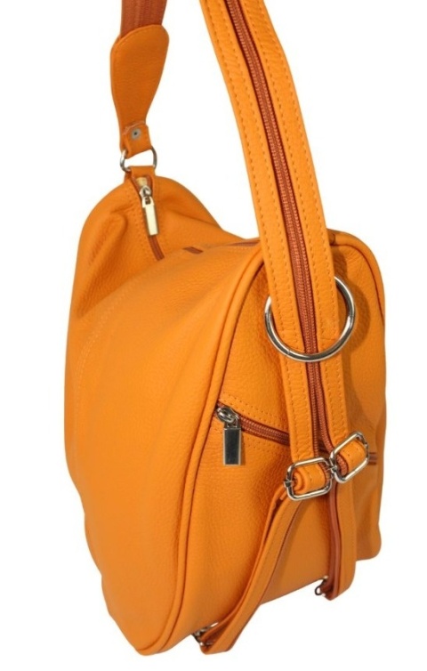 Plecak Skórzany ELKOR (PL) Jowita De Luxe Skóra Naturalna Licowa JASNY POMARAŃCZOWY 