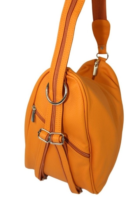 Plecak Skórzany ELKOR (PL) Jowita De Luxe Skóra Naturalna Licowa JASNY POMARAŃCZOWY 