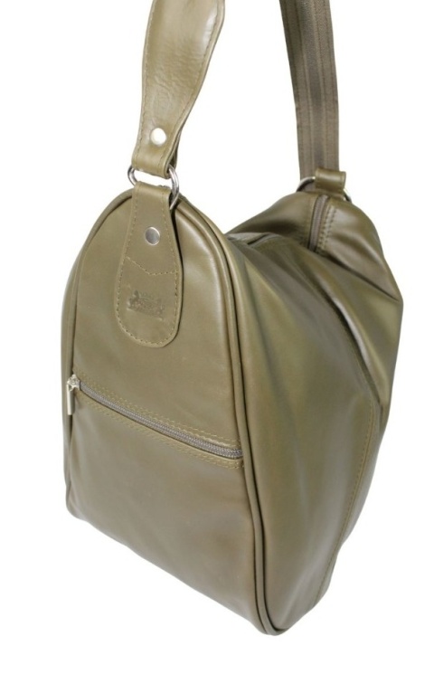 Plecak Skórzany ELKOR (PL) Jowita De Luxe Skóra Naturalna Licowa  OLIWKOWY Gładka