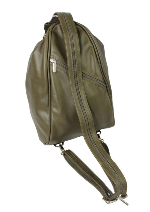 Plecak Skórzany ELKOR (PL) Jowita De Luxe Skóra Naturalna Licowa  OLIWKOWY Gładka