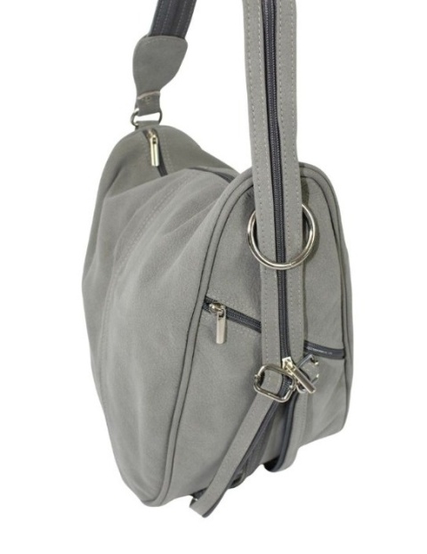 Plecak Skórzany ELKOR (PL) Jowita De Luxe Skóra Naturalna Surowa POPIELATY Matowy