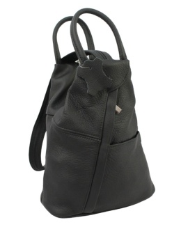 Plecak Skórzany PolskaGalanteria (PL) JOANNA Skóra Naturalna Licowa Gładka CZARNA MATOWA