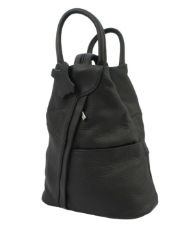 Plecak Skórzany PolskaGalanteria (PL) JOANNA Skóra Naturalna Licowa Gładka CZARNA MATOWA