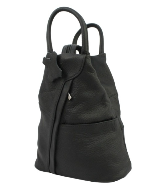 Plecak Skórzany PolskaGalanteria (PL) JOANNA Skóra Naturalna Licowa Gładka CZARNA MATOWA