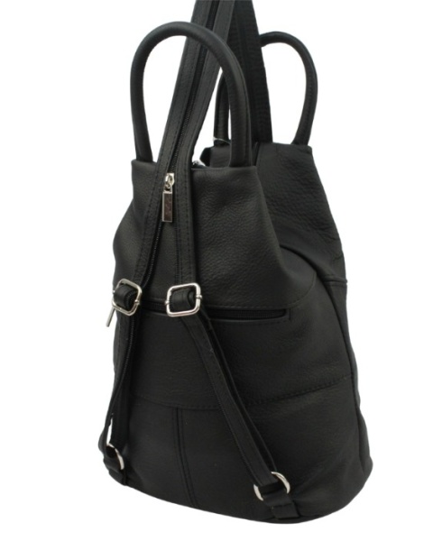 Plecak Skórzany PolskaGalanteria (PL) JOANNA Skóra Naturalna Licowa Gładka CZARNA MATOWA