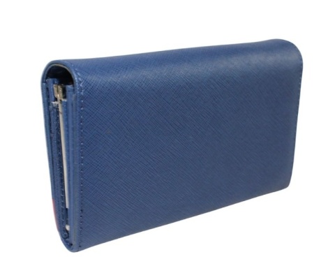 Portfel Damski Skórzany GREGORIO Średni Z Klamrą FRZ-101 NIEBIESKI/CZERWONY 15,5 x 9,5 x 4 [cm]