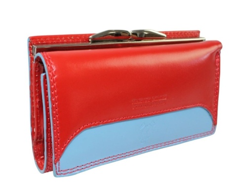 Portfel Damski Skórzany Harvey Miller Skóra Bydlęca Klamra 14 cm  PL10 CZERWONY 14,5 x 9 x 3,5 [cm]