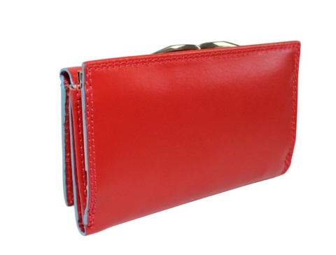 Portfel Damski Skórzany Harvey Miller Skóra Bydlęca Klamra 14 cm  PL10 CZERWONY 14,5 x 9 x 3,5 [cm]