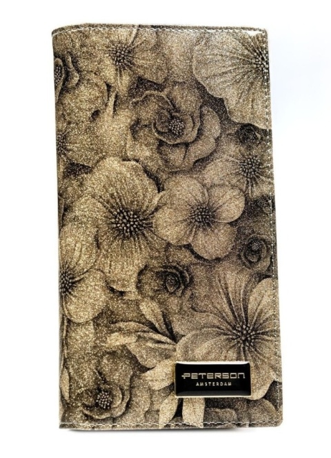 Portfel Damski Skórzany Peterson Lakierowany Długi Z Suwakiem Na Zewnątrz PTN-PS1431 ZŁOTY 19,5 x 10 x 3,5 [cm]