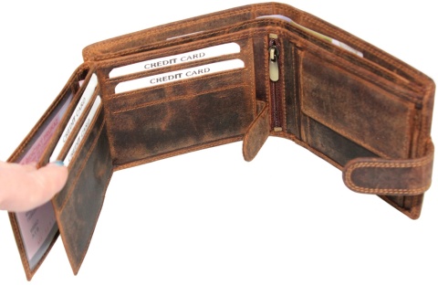 Portfel Męski NORDEE Skóra Licowa Duży Poziomy Z Zapinką Dwa Skrzydełka ''MOTYW KACZKA'' L-895 10,5 x 7 x 2 [cm]