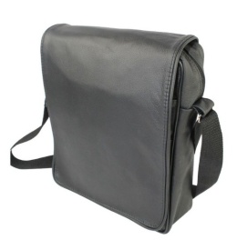 Skórzana Torba Na Ramię Pionowa GRETOS (PL) CZARNA Listonoszka Z Klapką 25 x 18 x 8 [cm]