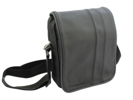 Skórzana Torba Na Ramię Pionowa GRETOS (PL) CZARNA Z PRZESZYCIAMI Listonoszka Z Klapką 25 x 18 x 8 [cm]