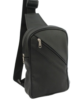 Torba Skórzana Na Ramię Nerka Barkówka Noszona Na Skos GRETOS (PL) CZARNA Praktyczna I Wygodna 27 x 17 x 5 [cm]