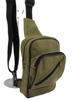 Torba Skórzana Na Ramię Nerka Barkówka Noszona Na Skos GRETOS (PL) OLIWKOWA Praktyczna I Wygodna 27 x 17 x 5 [cm]